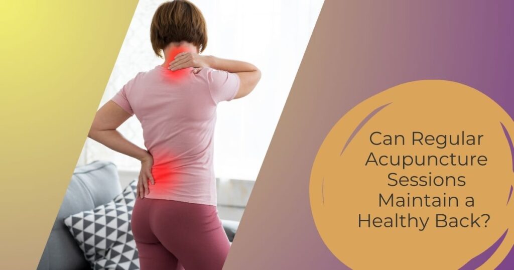 A woman standing with her back turned, holding her lower back in pain. Acupuncture for Back Pain helps relieve discomfort and restore mobility.